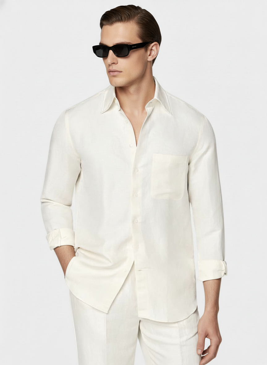 100% Linen Shirt Cream Pavo 100% Linen Shirt Cream Pavo